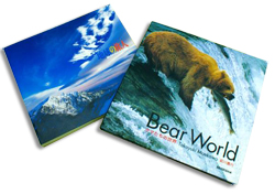 前川貴行氏の著作。右：写真集『Bear World クマたちの世界』（2007年、青菁社）、左：写真集『地球の旅人　新たなネイチャーフォトの挑戦』（2007年、東京都写真美術館）