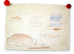 思い出の給食を絵に描く