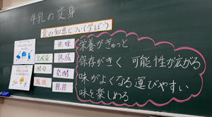 牛乳の変身と良い効果について板書にまとめる